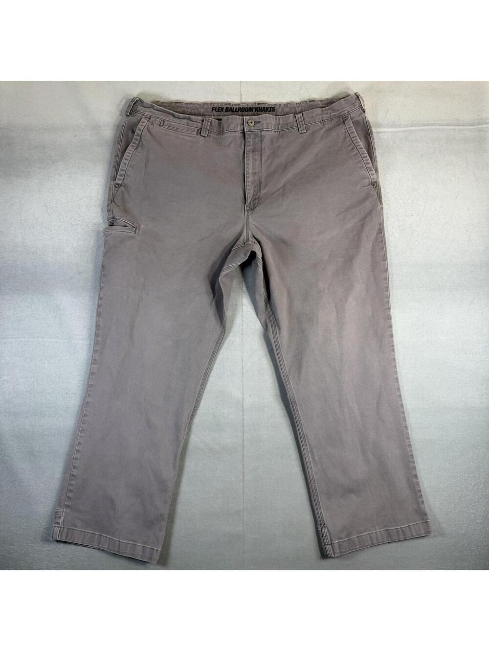 Duluth Trading Flex Ballroom Khakis Mens 46x30 Gray Relaxed Fit Chino Workwear